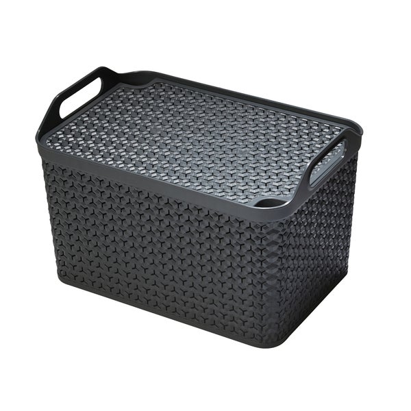 Large Urban Storage Basket with Lid Graphite Homebase