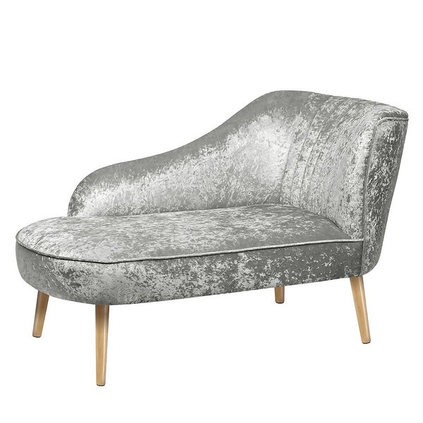 Chaise Longue Crushed Velvet Grey Homebase