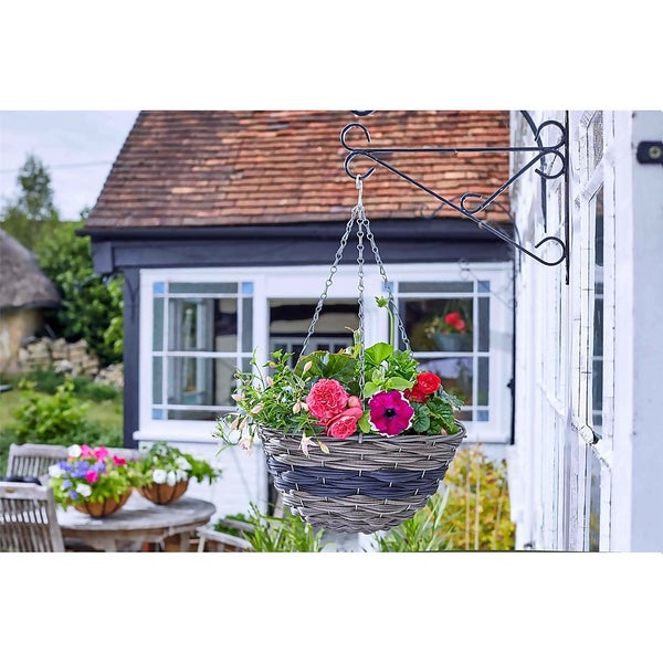 Firenze Faux Rattan Hanging Basket 14 Inch Homebase