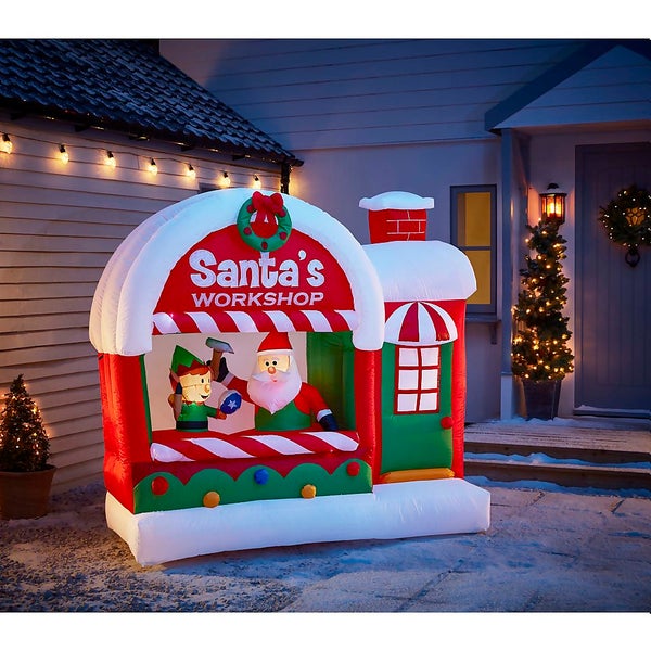 5ft Santa's Outdoor Inflatable With Lights Homebase