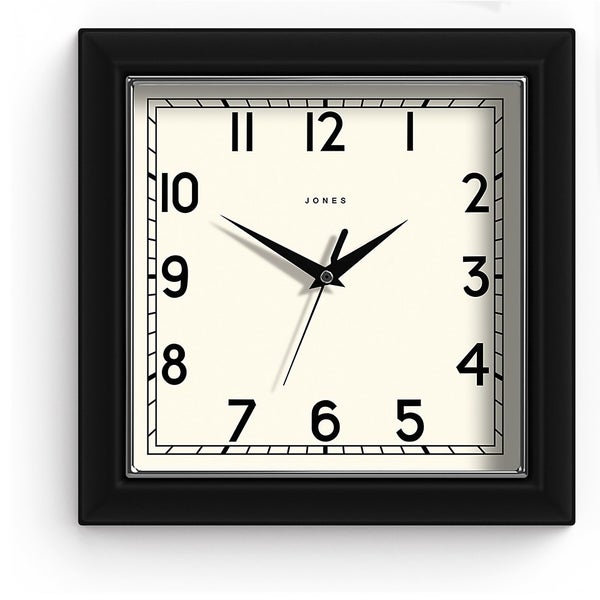 Jones Mustard Clock Black Homebase