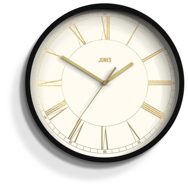Jones Spartacus Wall Clock Black & Gold Homebase
