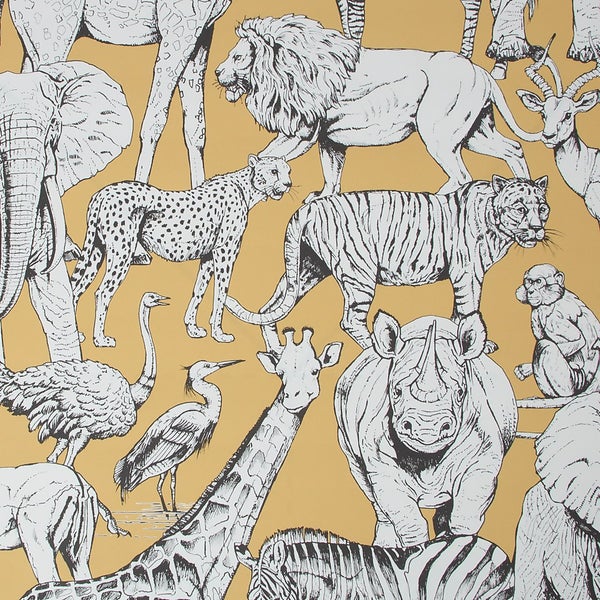 Jungle Animals Yellow Wallpaper Homebase