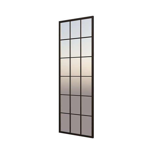 Black Metal Rectangle Window Pane Leaning Mirror 150x50cm Homebase