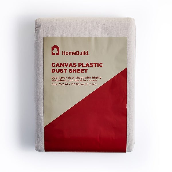 Homebuild Canvas Plastic Drop Sheet 2.74m x 3.65m (9' x 12') Homebase