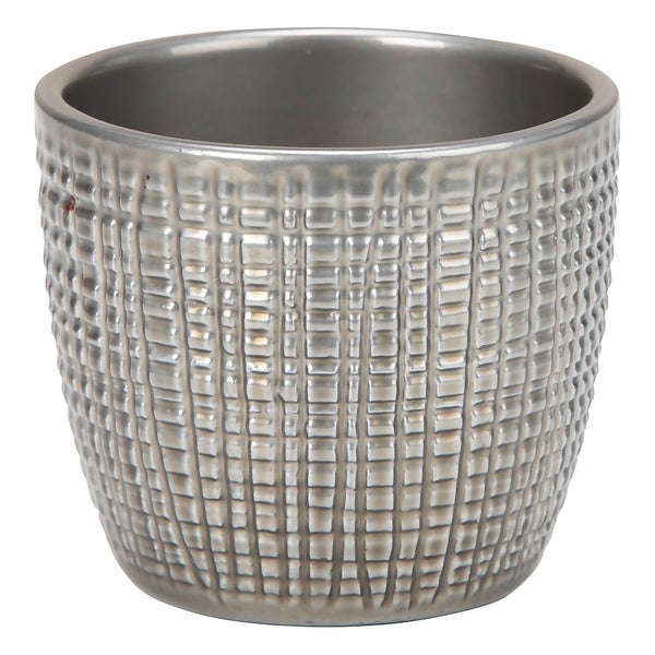 Corteza Brilliant Silver Plant Pot 14cm Homebase