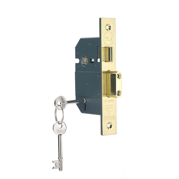 Yale PM560 British Standard 5 Lever Brass 3 Inch Sash lock Homebase