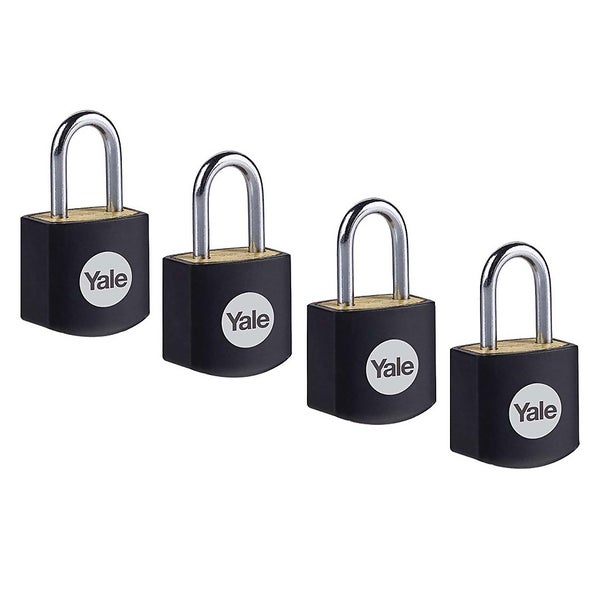 Yale 4 Pack of Brass 15mm Padlocks Homebase