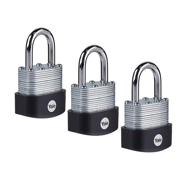 Yale 3 Pack of Laminated Steel 40 mm Padlocks Homebase