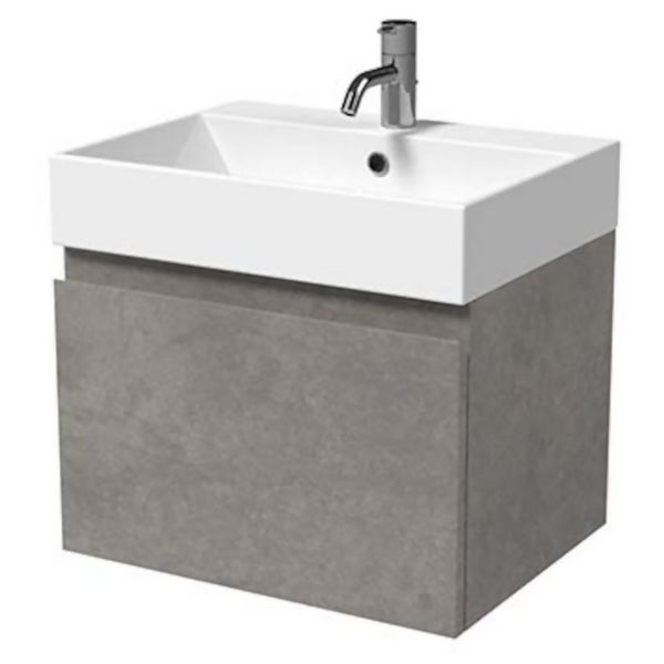 Bathstore Mino 500mm Basin & Wall Mounted Vanity Unit Concrete Homebase