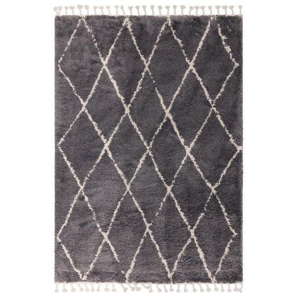 Moroccan Diamond Rug Charcoal 120x170cm Homebase