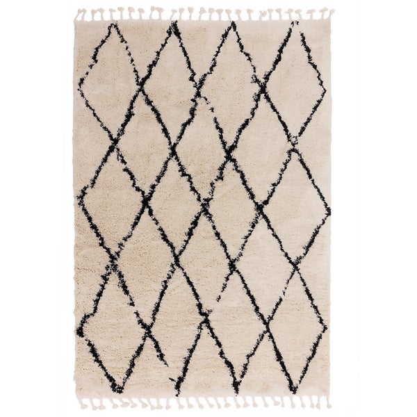 Moroccan Diamond Rug Ivory 120x170cm Homebase