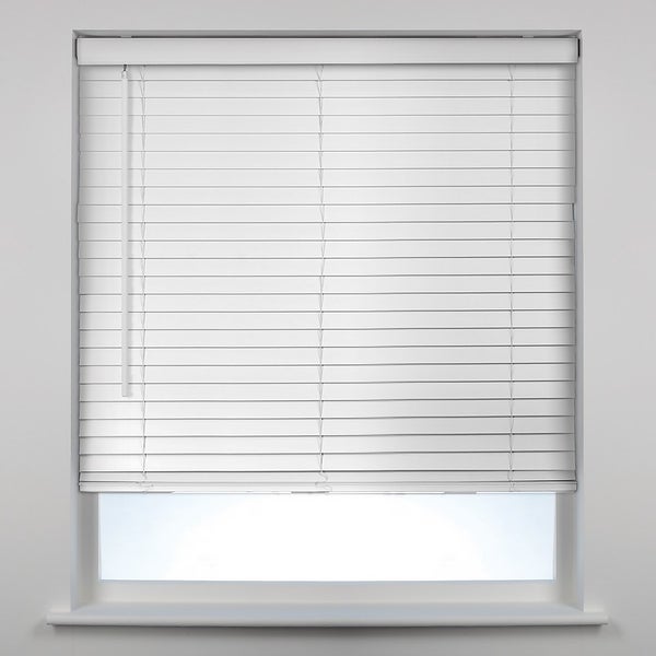 50mm Faux Wood Blind 120cm White Homebase