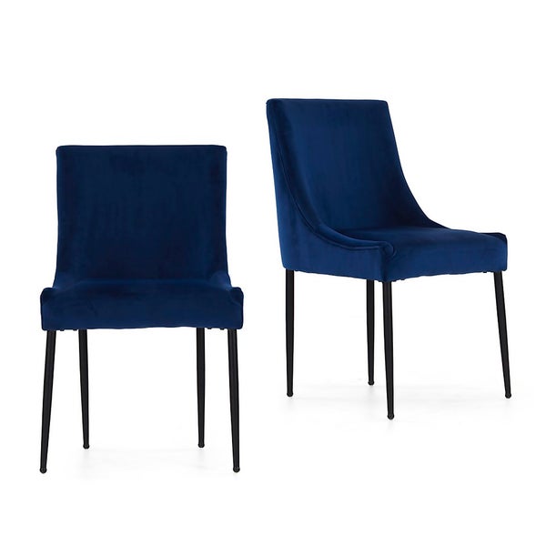 Offer Homebase Ava Velvet Dining Chair Set of 2 Navy