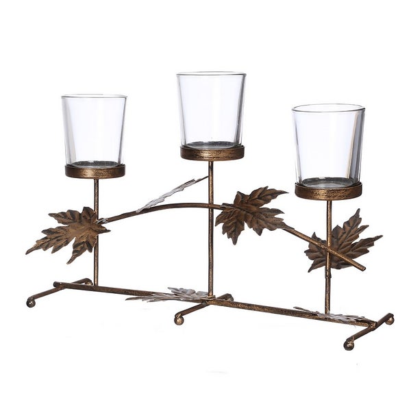 Gold Leaf Candle Holder Homebase
