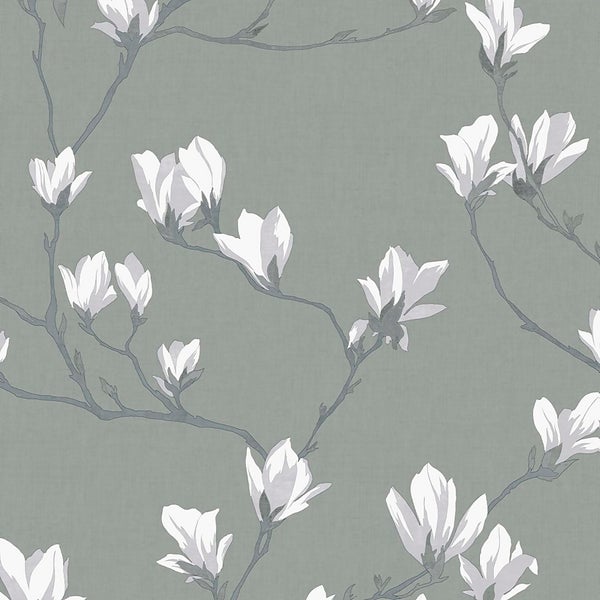 Laura Ashley Magnolia Grove Slate Wallpaper Homebase