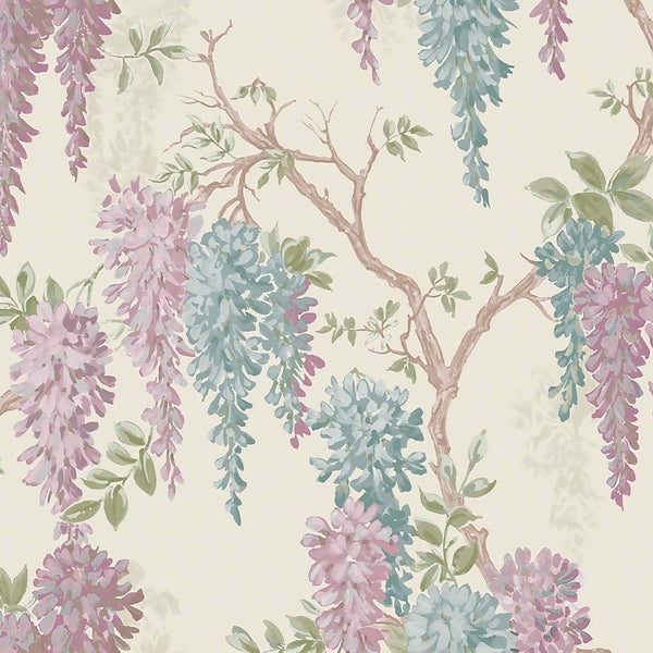 Laura Ashley Wisteria Garden Duck Egg Wallpaper Homebase