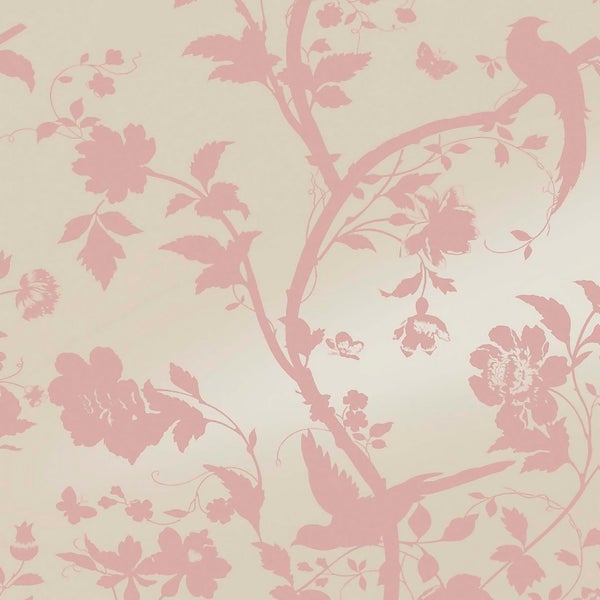 Laura Ashley Oriental Garden Pearlescent Chalk Pink Wallpaper Homebase