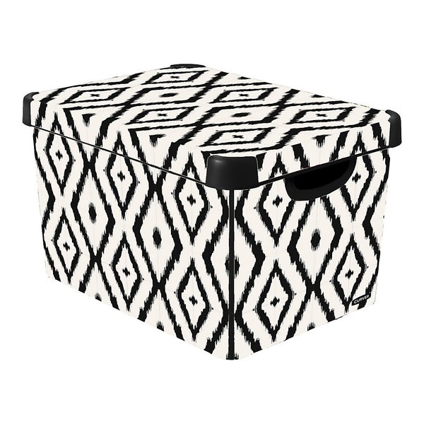 Curver Stockholm Aztec Deco Storage Box Black & White 22L Homebase