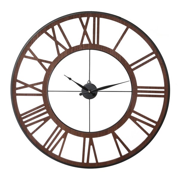 Wall Clock in Walnut 80cm Homebase