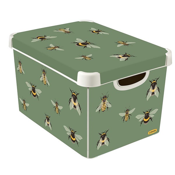 Curver Stockholm Bees Deco Storage Box Green 22L Homebase