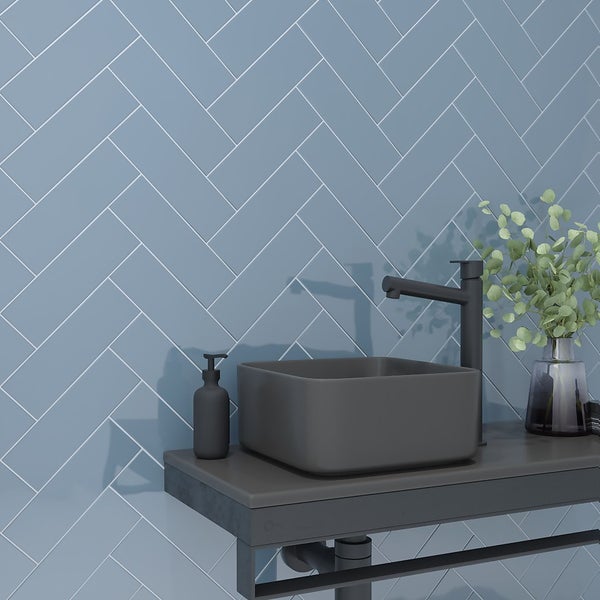 Offer Homebase Camden Dark Grey Ceramic Wall Tile 100 x