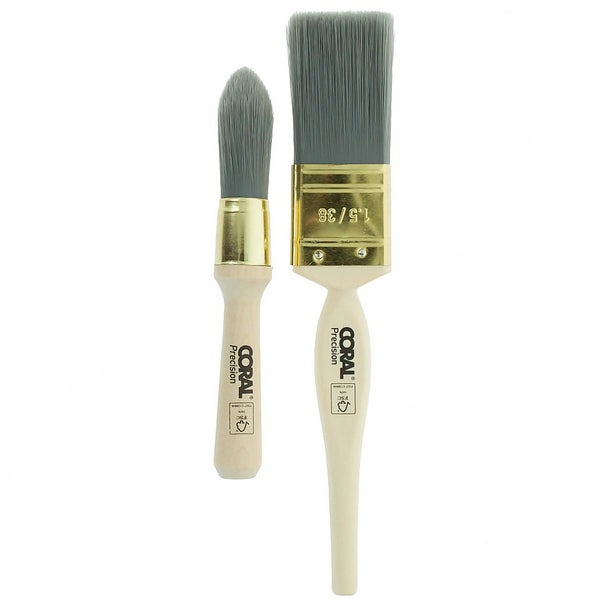 Coral Precision 2 Piece Chalk Paint Brush Set for Furniture &