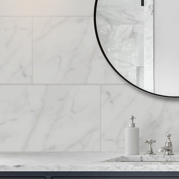 Offer Homebase Calacatta Gloss Marble Effect Porcelain