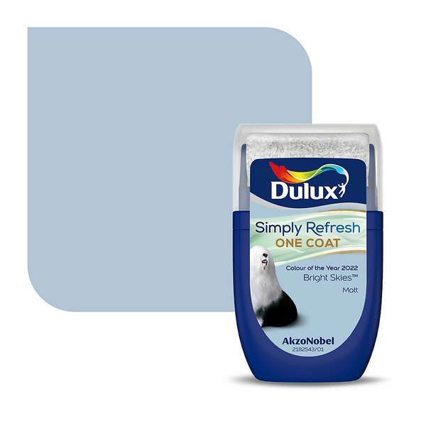 Dulux Simply Refresh One Coat Tester Paint COTY Bright Skies 30ML