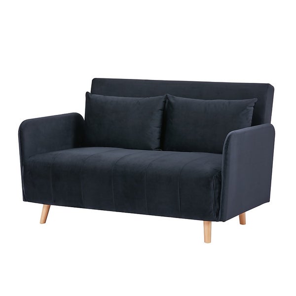 Freya Velvet Sofa Bed with Arms Black Homebase
