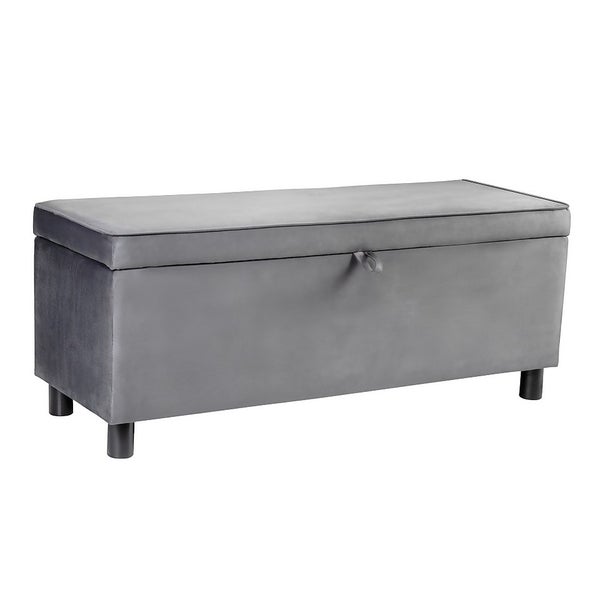 Max Velvet Storage Ottoman Grey Homebase