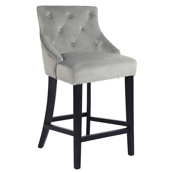 Offer Homebase Annabelle Velvet Bar Stool Grey Homebase