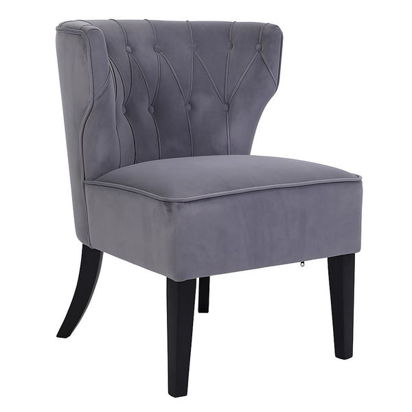 Sadie Velvet Accent Chair Dark Grey Homebase