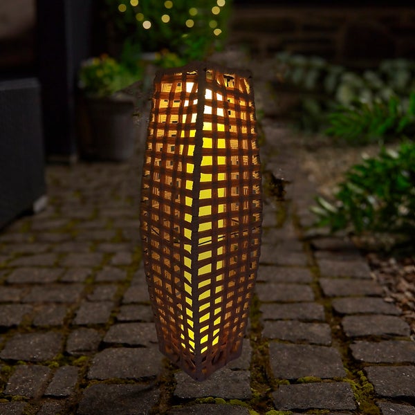 Homebase Edit Solar Solar Rattan Weave Lantern Homebase