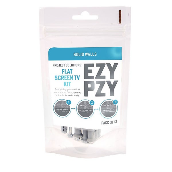EZY PZY Flat Screen TV Fixing Kit for Solid Wall Pack of 7 Homebase