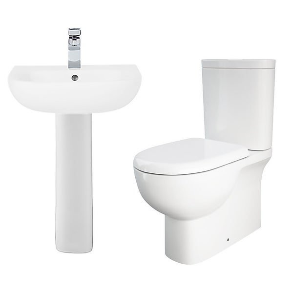 Bathstore Newton Close Coupled Toilet & Full Basin Pedestal Duo Homebase