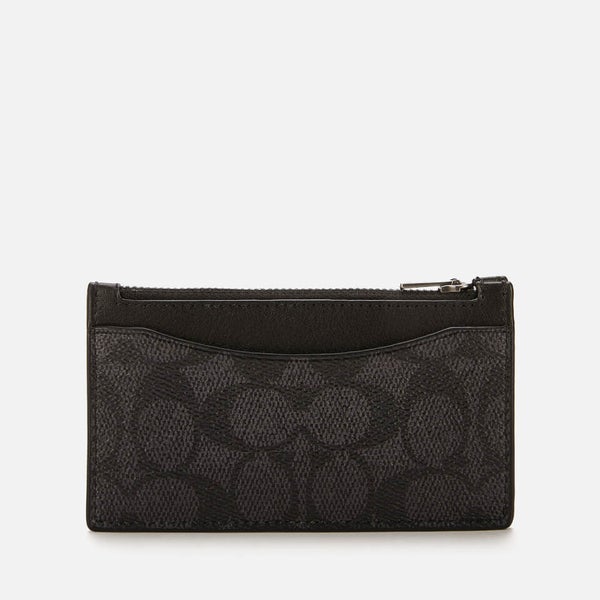 Coach Men's Zip Card Case In Signature Canvas Charcoal TheHut.de