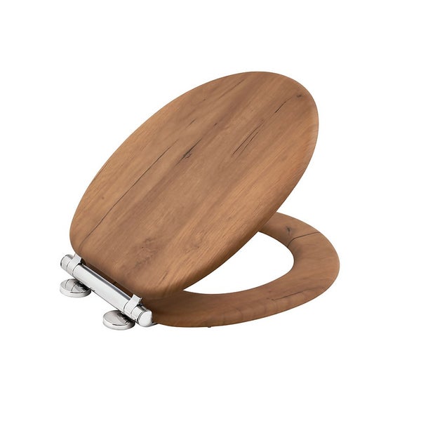 Aqualona Wooden Toilet Seat Grey Oak Homebase