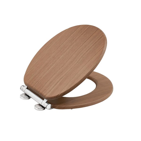 Aqualona Wooden Toilet Seat Oak Effect Homebase