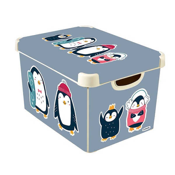 Penguins Christmas Decorations Storage Box Homebase