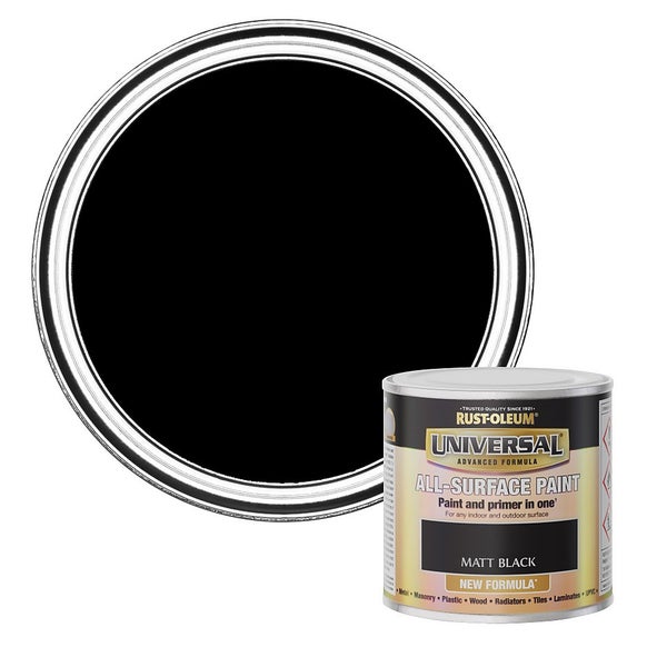 RustOleum Universal Matt Paint Black 250ml Homebase