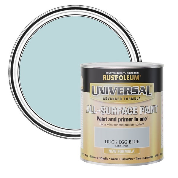 RustOleum Universal Satin Paint Duck Egg Blue 750ml Homebase