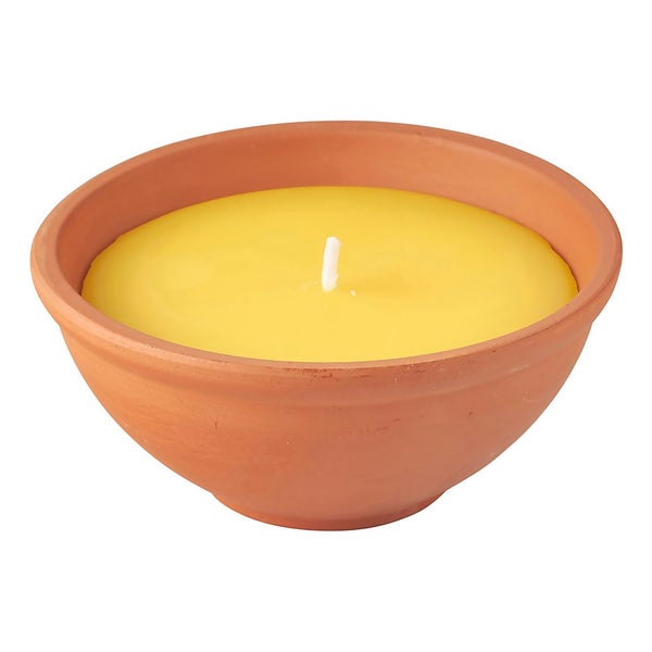 Bite Shield Terracotta Dish Citronella Candle Yellow Wax Homebase