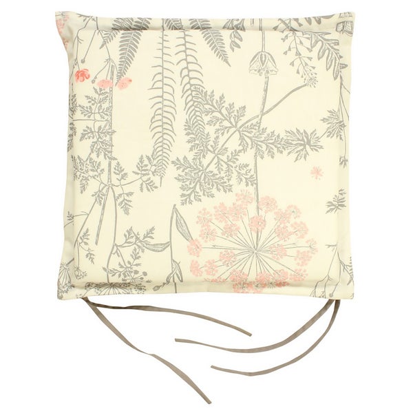 Floral Grey Outdoor Garden Seat Cushion Pad 2 pack Homebase