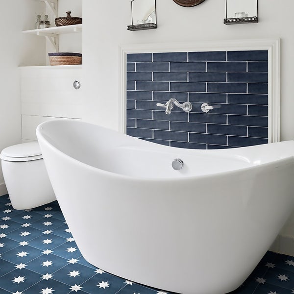 Country Living Artisan French Navy Ceramic Wall Tile 75 x 300mm - 0.5 ...