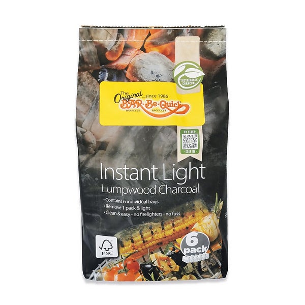 BarBeQuick Instant Light Charcoal 6Pk Homebase