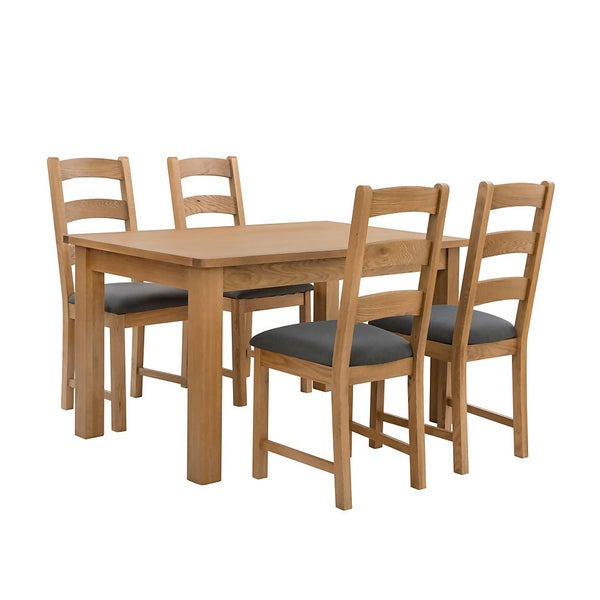 Norbury Dining Table and 4 Chairs Oak Homebase