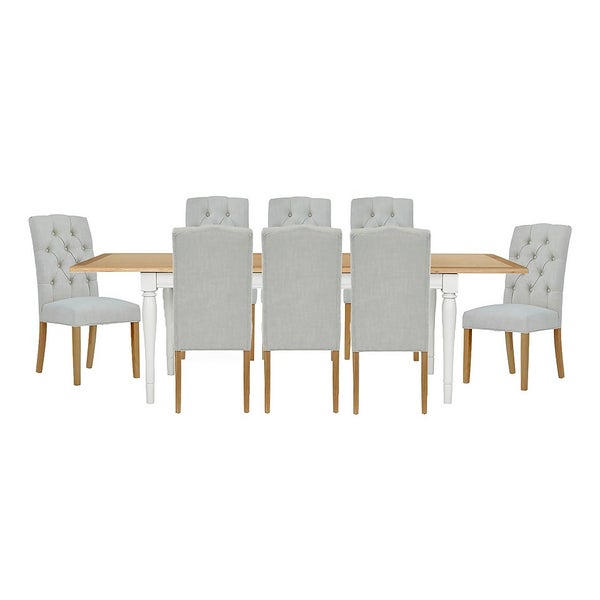 Westcott Extending Dining Table and 8 Alloway Chairs Natural Homebase