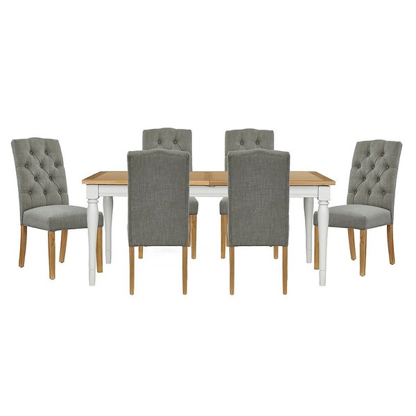 Westcott Extending Dining Table and 6 Alloway Chairs Grey Homebase