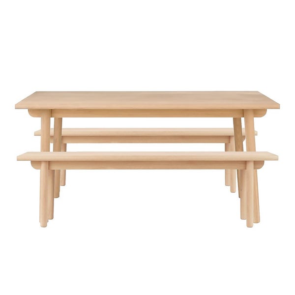 House Beautiful Trua Oak Dining Table and 2 Benches Homebase